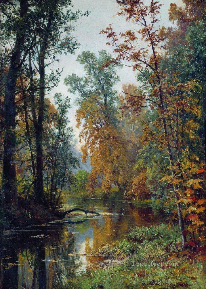 Parque paisajístico otoñal en Pavlovsk 1888 Río Ivan Ivanovich Pintura al óleo